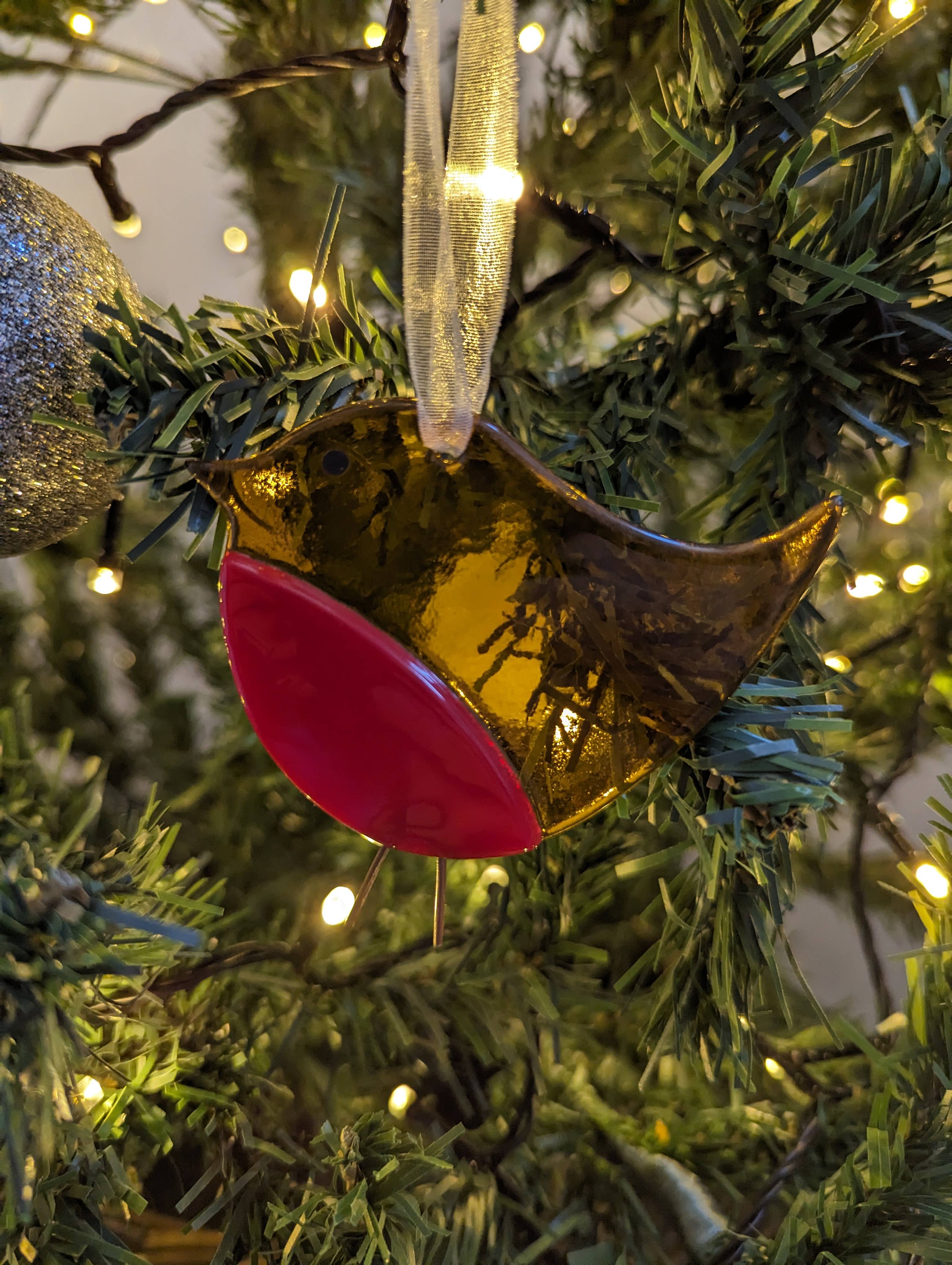 Pam Peters Designs – Großhandel Verzierung – Rotkehlchen-Dekorationen aus geschmolzenem Glas, handgefertigt, in 2 Größen erhältlich7