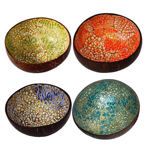 JUMI - Wholesale Serve Bowl - Decorative Coconut Assortment Lacquered Colored Rocks
