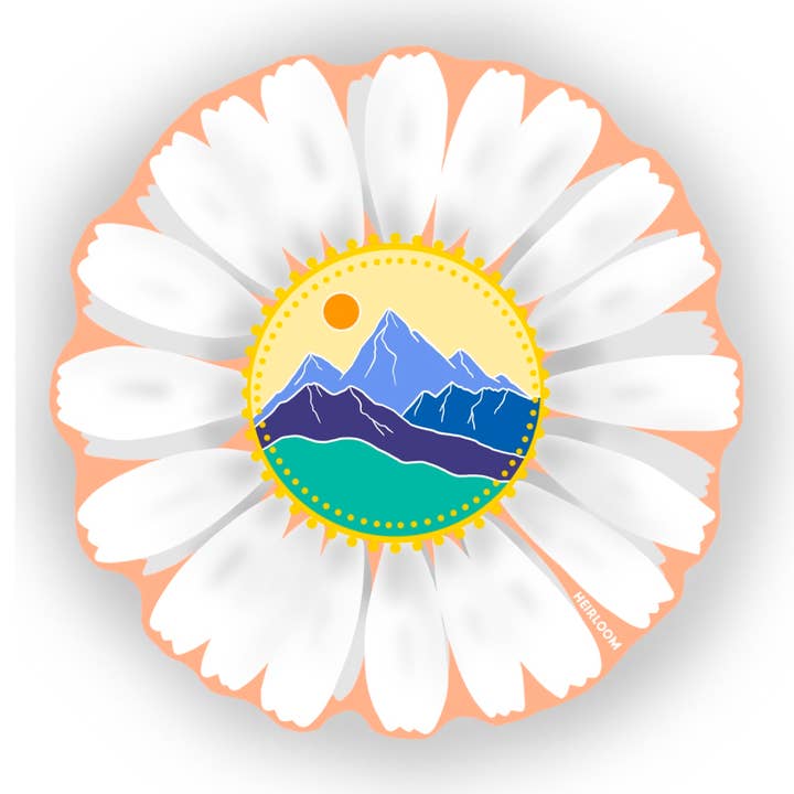 Mountain Daisy Sticker - Pink Mountain voor wholesale door Heirloom Design Co.