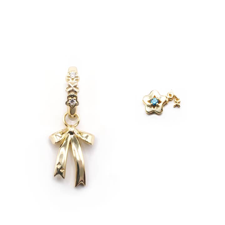 14K Gold Rhodium Sterling Silver Ballet Bow Earrings for wholesale by HIRARI.CO