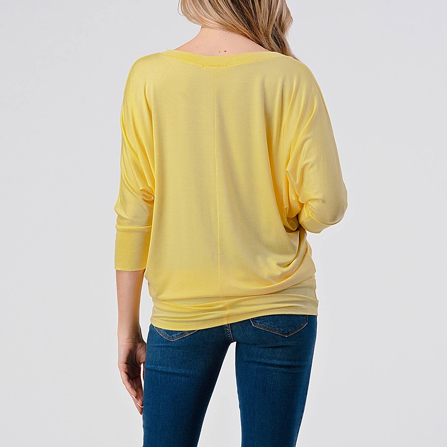 Heimious - Wholesale Knit Top - Women's - 3/4 Dolman Sleeve V-neck Modal Jersey Top, 2573115