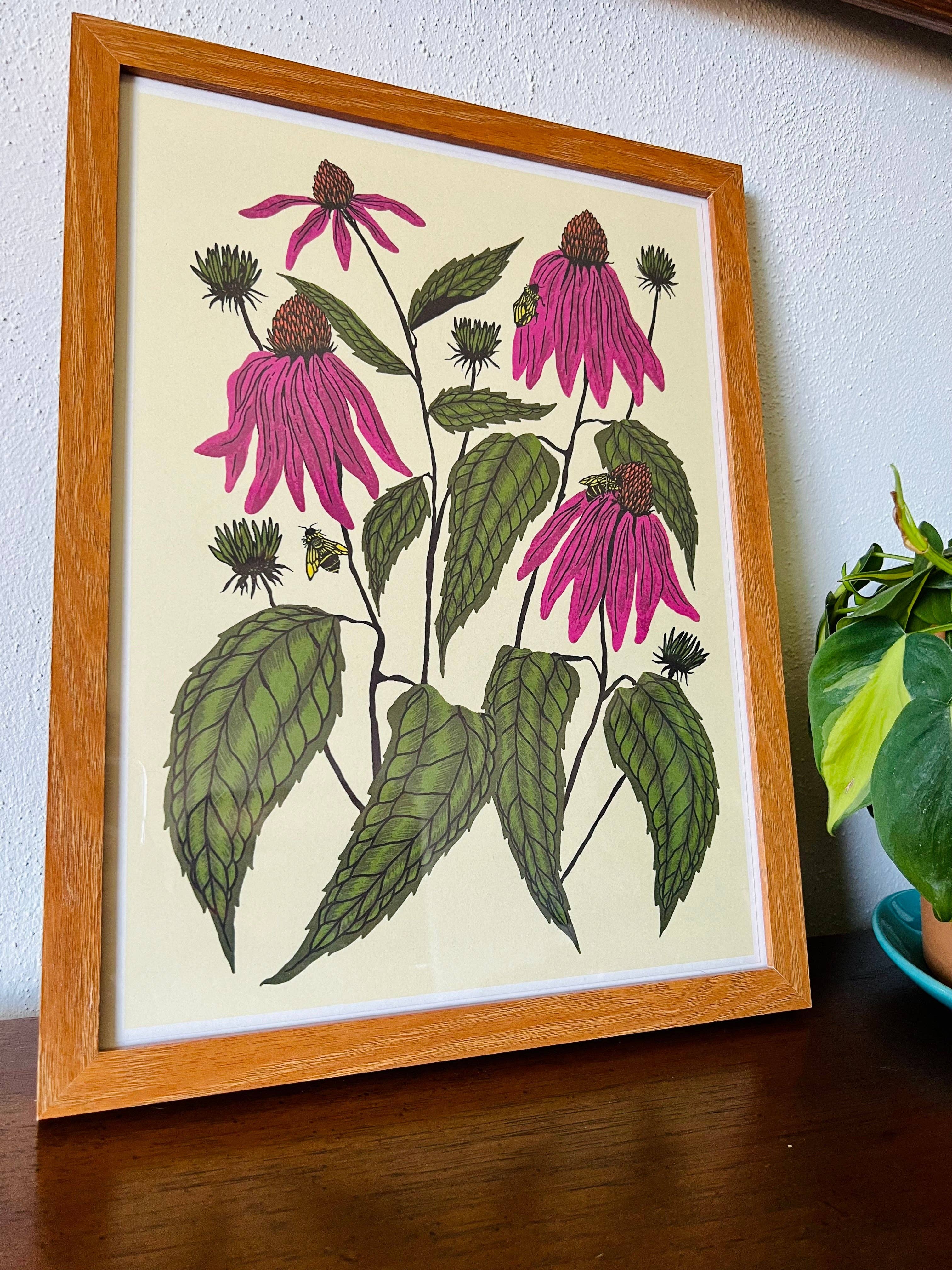 Needlebone, LLC - Wholesale Art Print - Coneflower - 14x11 Print3