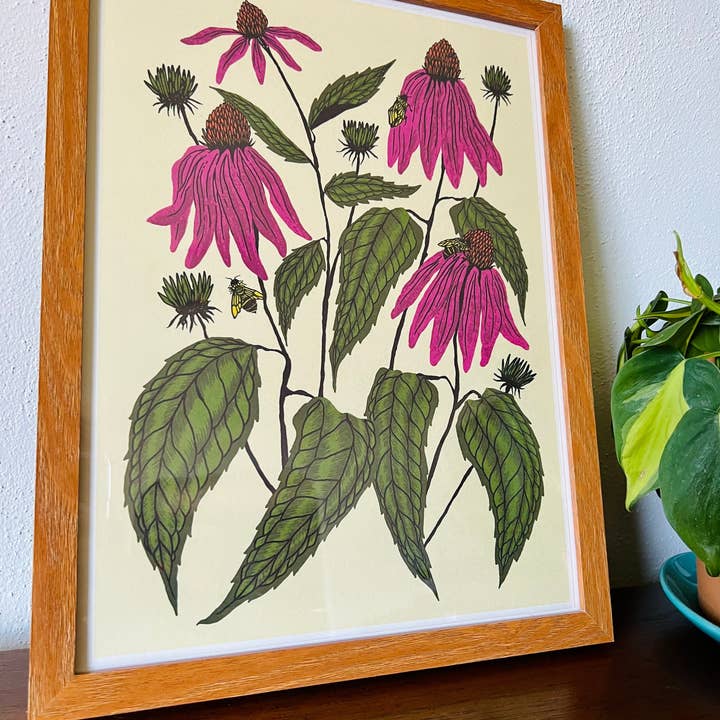 Needlebone, LLC - Wholesale Art Print - Coneflower - 14x11 Print3