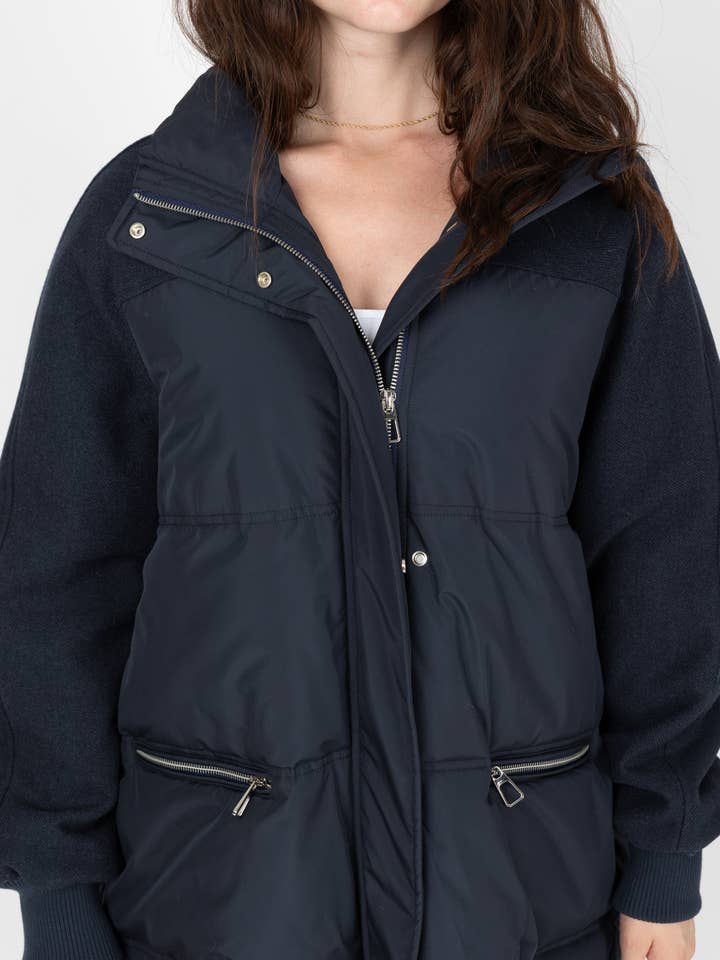 KZELL PARIS - Wholesale Puffer Jacket - Women's - BI-MATERIAL DOWN JACKET WITH WOOL5