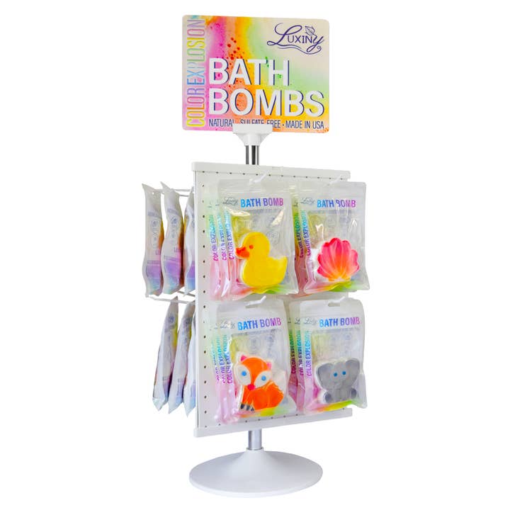 Luxiny Products - Luxurious Bath and Body - Wholesale Bath Bomb/Fizz - Bundle (72) COUNTER DISPLAY WITH 72 Rainbow Burst Bath Bombs