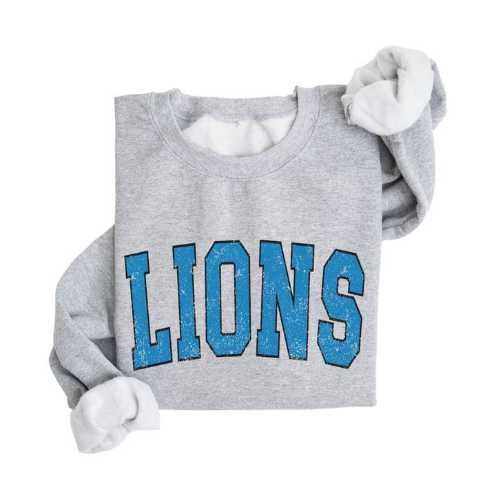 Fan Gear Central - Wholesale Graphic Sweatshirt - Unisex - Lions Graphic Sweatshirt – Gray Classic Crewneck0
