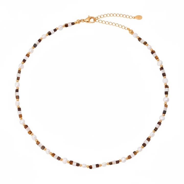 Tigeröga ädelsten pärlbestrött halsband för wholesale av Angel Barocco