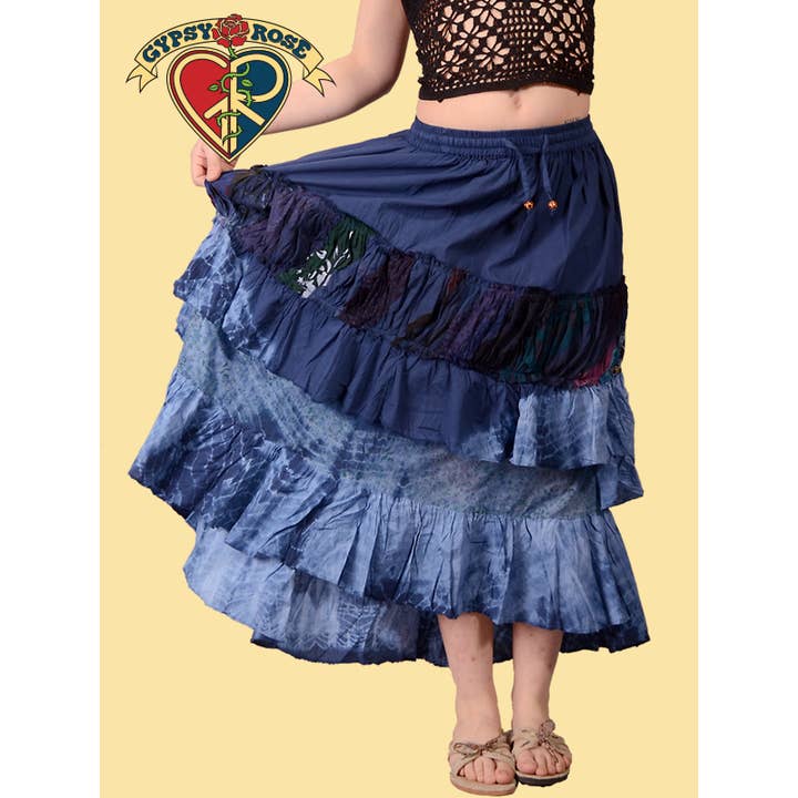 Gypsy Rose - Wholesale Skirt - Women's - Strut Ur Stuff Tiered & Layered Tye Dye Cotton Skirt