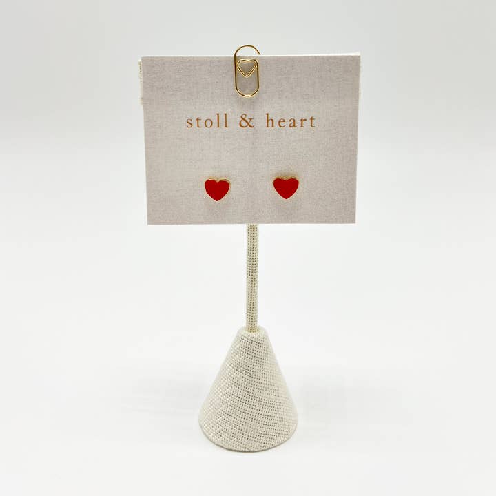 Stoll & Heart - Wholesale Stud/Post Earrings - Red Enamel Heart Studs0