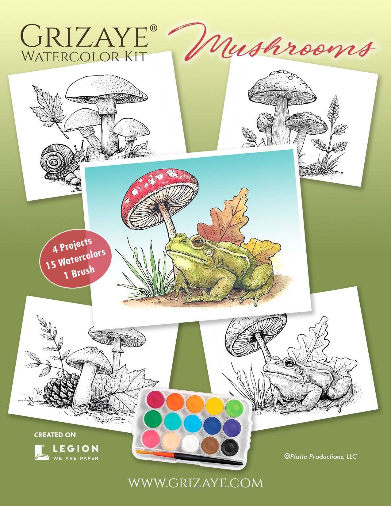 Grizaye - Wholesale DIY Craft Kit - Watercolor Kit: Mushrooms2