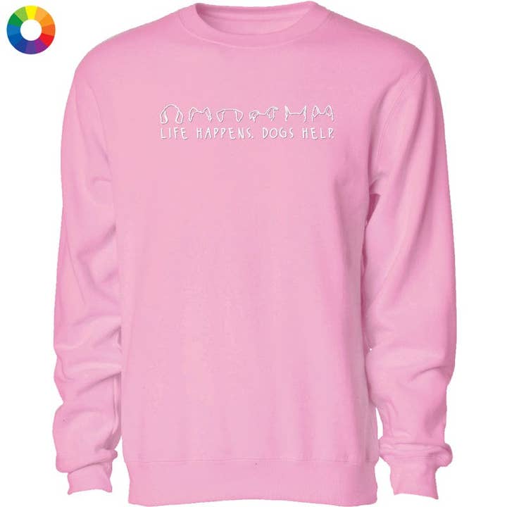 Life Happens Dogs Help - Crewneck Sweatshirt for wholesale by Teddy the Dog