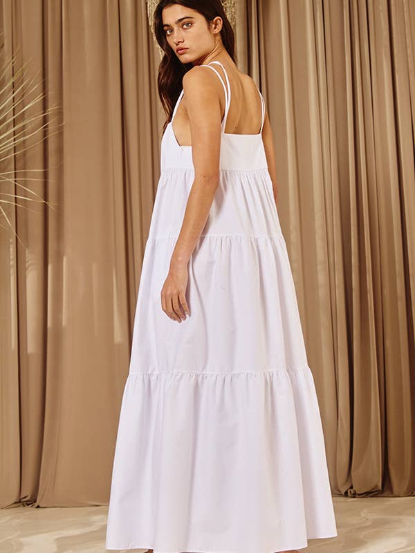 BUCKETLIST INC - Wholesale Dress - Women's - D4070 -Strappy Tiered Poplin Maxi Dress22