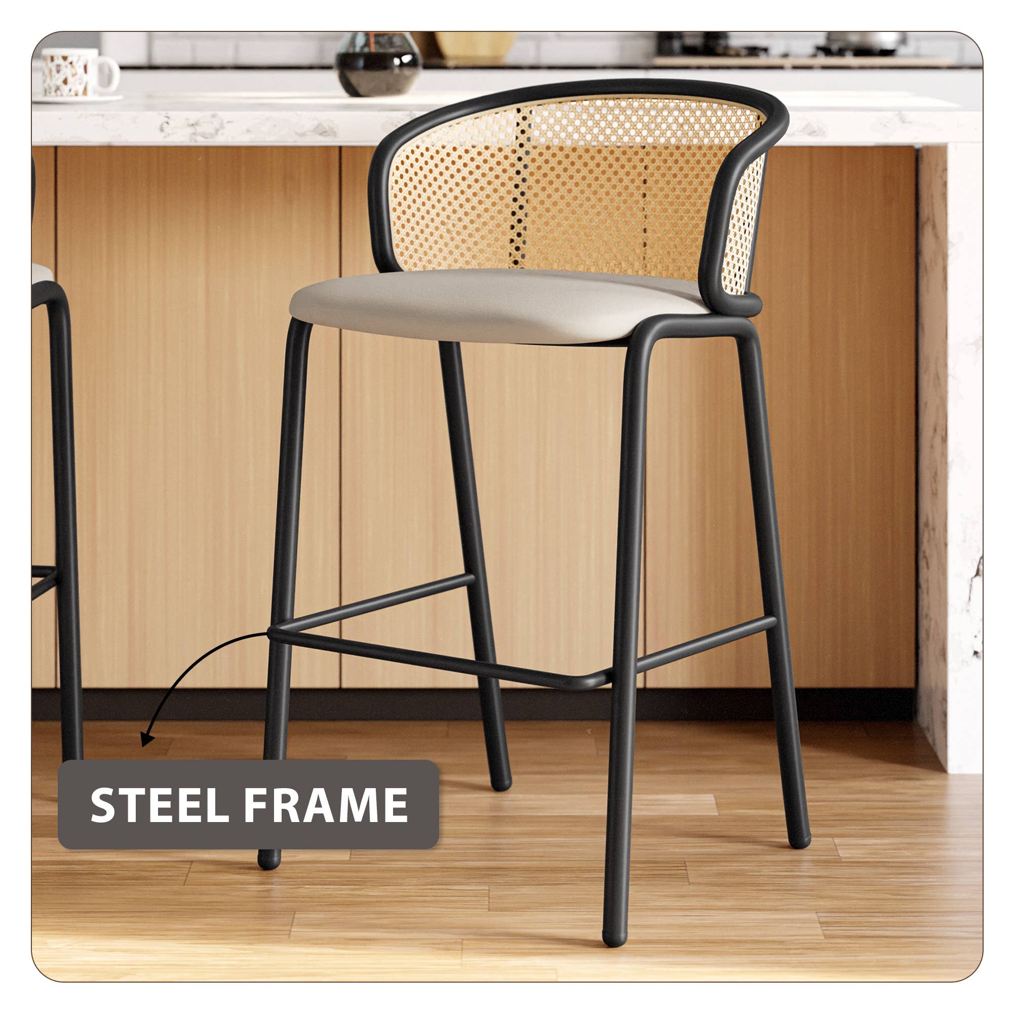 LeisureMod - Wholesale Stool - Ervilla Modern Fabric Upholstered Low Back Bar Stool11