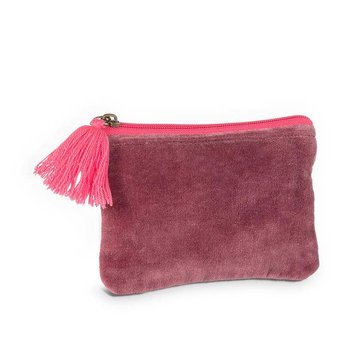 Abbott - Vente Pochette – femme - Petite pochette en velours avec pompon - 4x6"L