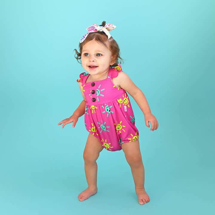 Gigi and Max - Wholesale Bodysuit (Non-Footed) - Baby - Brittany Smiliey Face BUTTON BUBBLE Bamboo