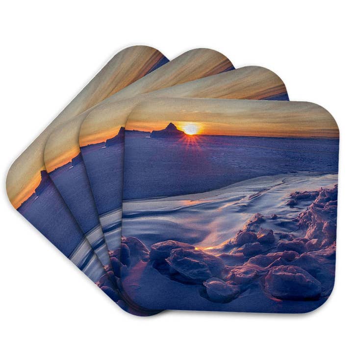 3dRose - Wholesale Coasters - 3dRose, Sunset at the shore of frozen Disko Bay, West Greenland, Denmark,, Coaster7