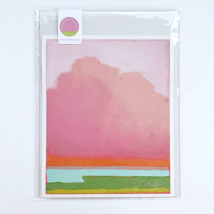 Minimalist Pink Sky Landscape Art Print for wholesale by Catherine Freshley Art