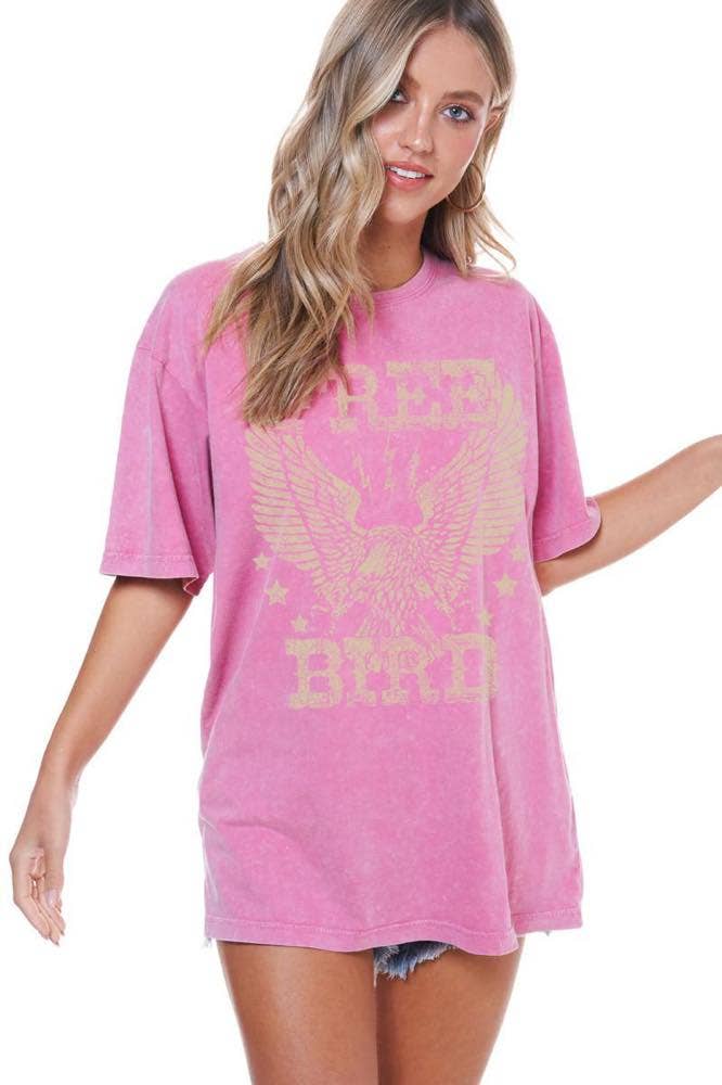 Zutter - Wholesale Screen Printed T-Shirt - Women's - Free Bird Eagle Vintage Graphic S/S Washed Boyfriend Fit Tee4