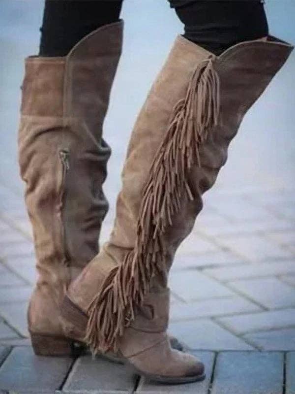 kycozy – wholesale Boots – Women’s – Solid Tasseled Over-The-Knee Boots3