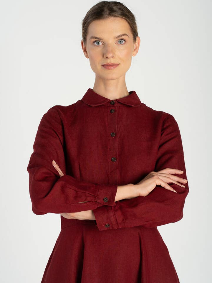 Son de Flor - Wholesale Dress - Women's - Frida – Linen Dress with Shirt Collar8