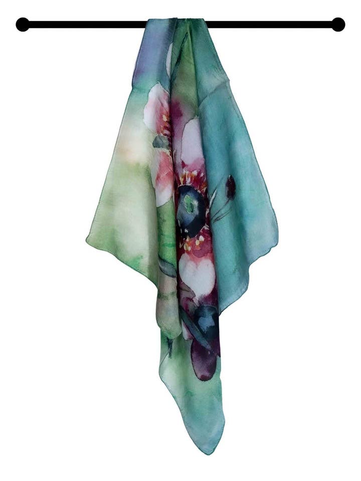 Floral Pure Silk Square Scarf for wholesale by Namaskar Australia