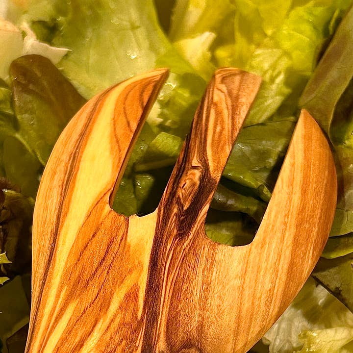 ZINE & LYNE - Wholesale Flatware Serving Piece - Olive wood salad servers3