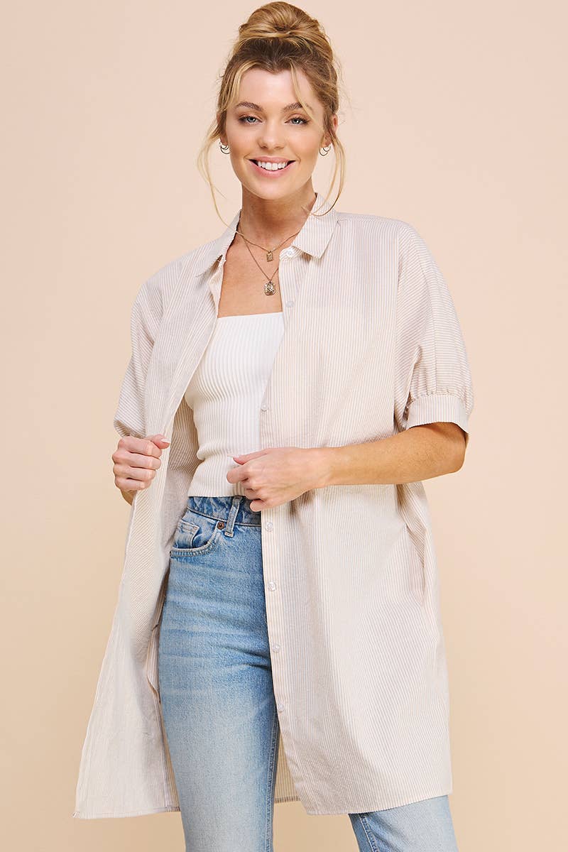 Allie Rose - Wholesale Dress - Women's - Cotton Blend Breezy Shirt Dress2