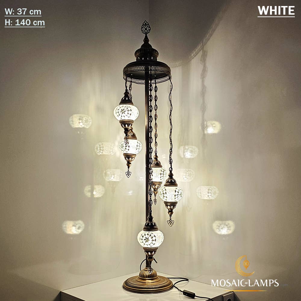 Mosaic Lamps - Wholesale Floor Lamp - 5 Globe Mosaic Floor Lamps, Medium Ball Turkish Mosaic Bedsi21