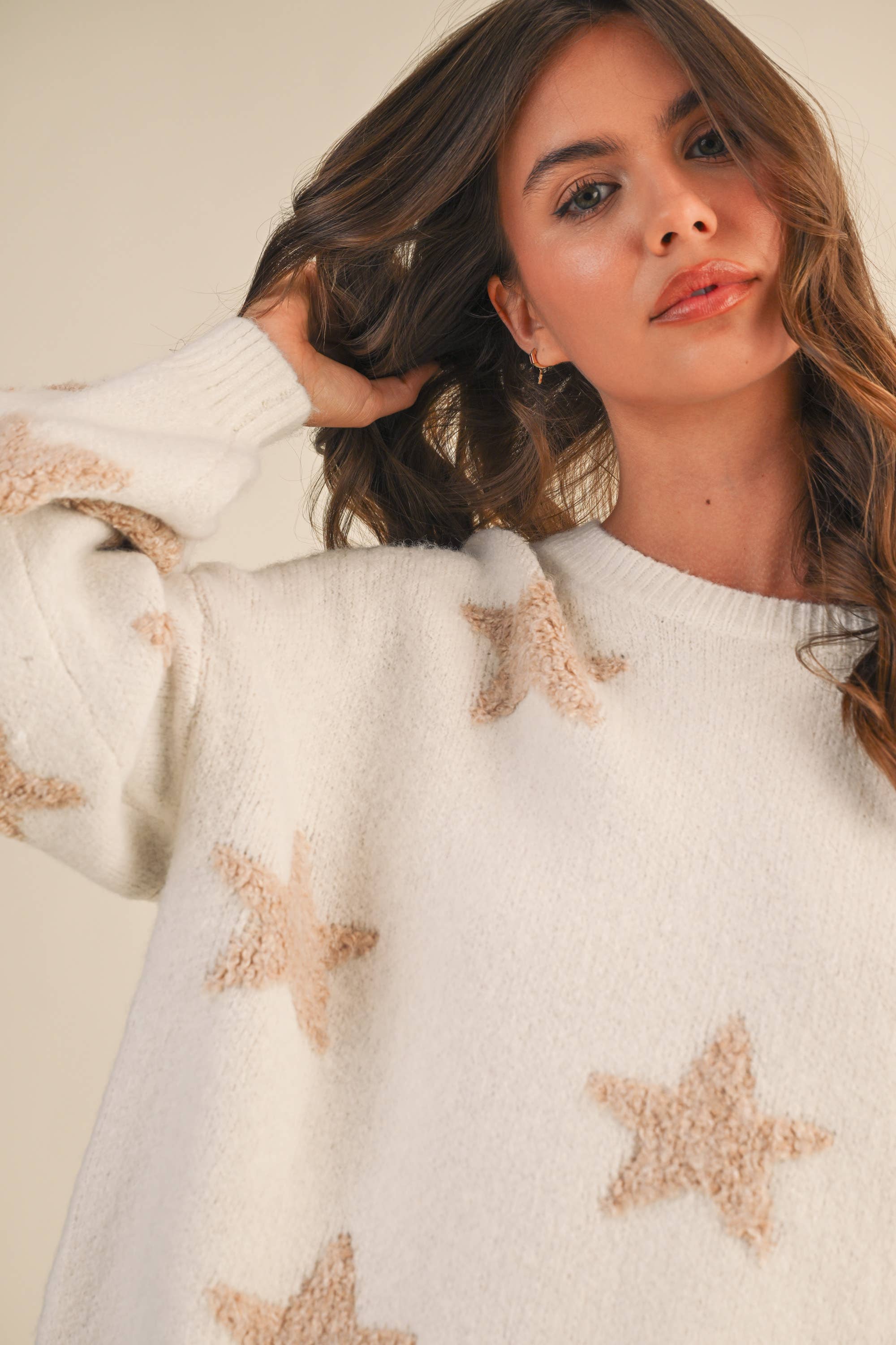 Klesis - Wholesale Knit Sweater - Women's - IT4427 STAR CONTRAST SWEATER TOP18