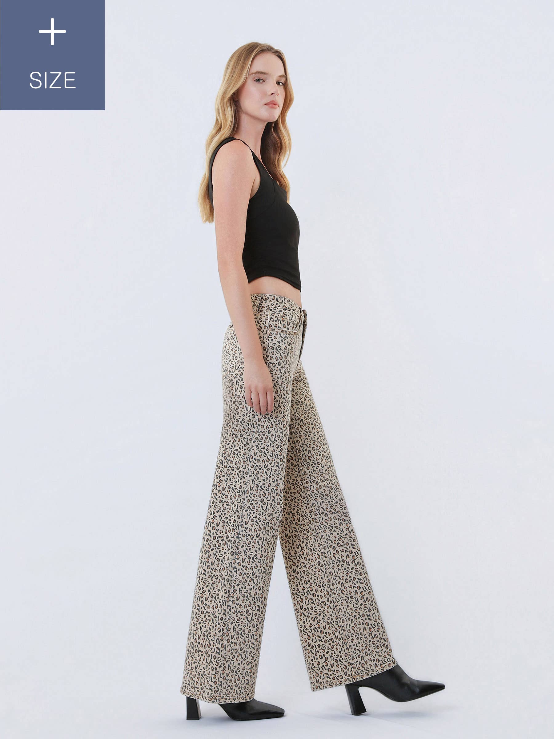 PLUS SIZE MID RISE LEOPARD PRINT WIDE LEG JEANS LV2178LPD-P for wholesale on Faire6