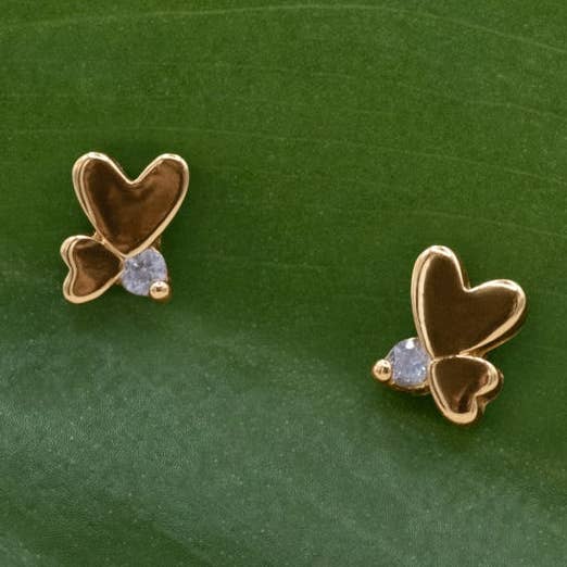 Mini Hjerte Studs "Yara" med Diamant for engroshandel hos Studio Karl