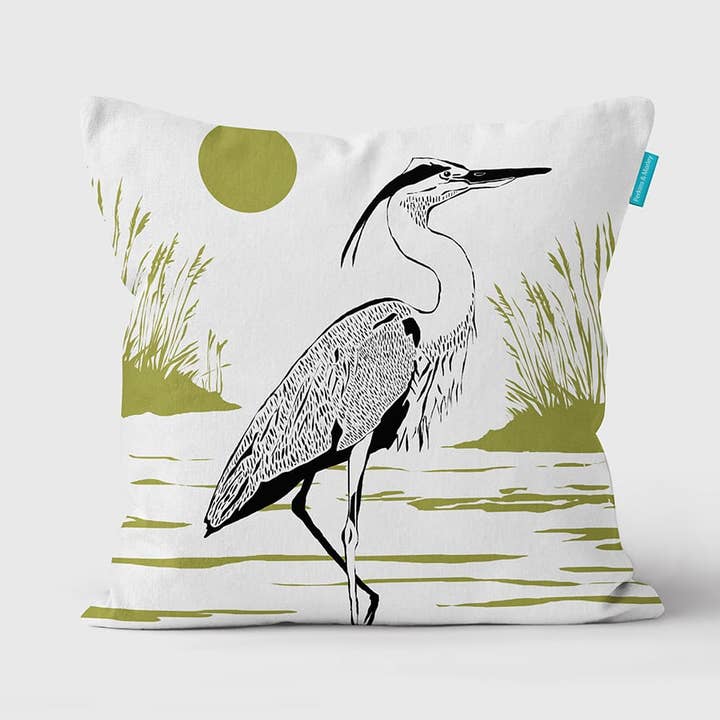 Heron Cushion One World for wholesale by Perkins & Morley