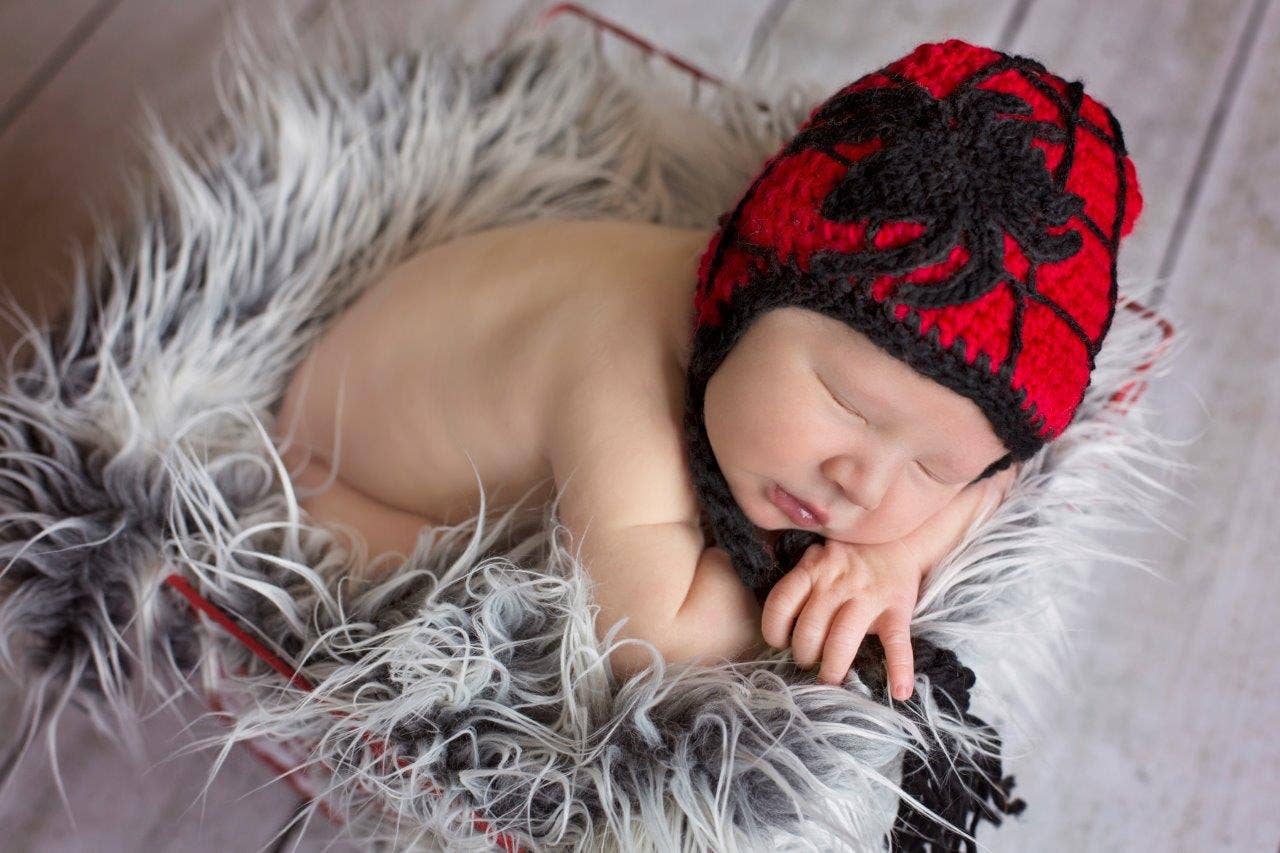 The Daisy Baby LLC - Wholesale Newborn/Knit Hat - Baby - Red Black Spiderweb Crocheted Handmade Heirloom Gift Hat0