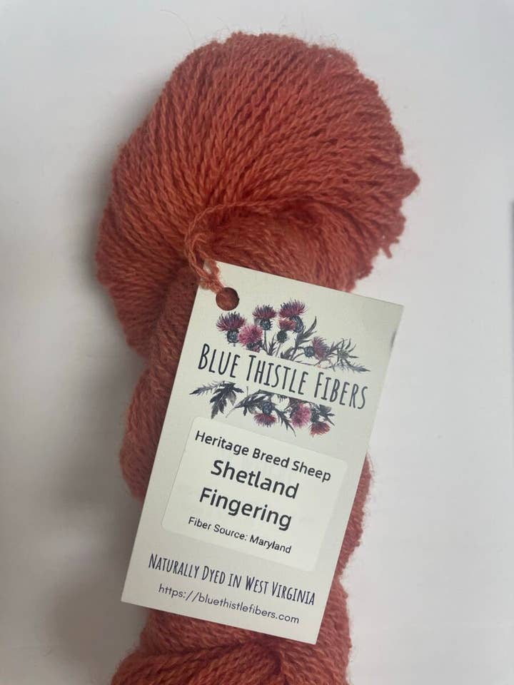 Tulipe Orange Foncé 100% Shetland Fingering pour la vente par Blue Thistle Fibers