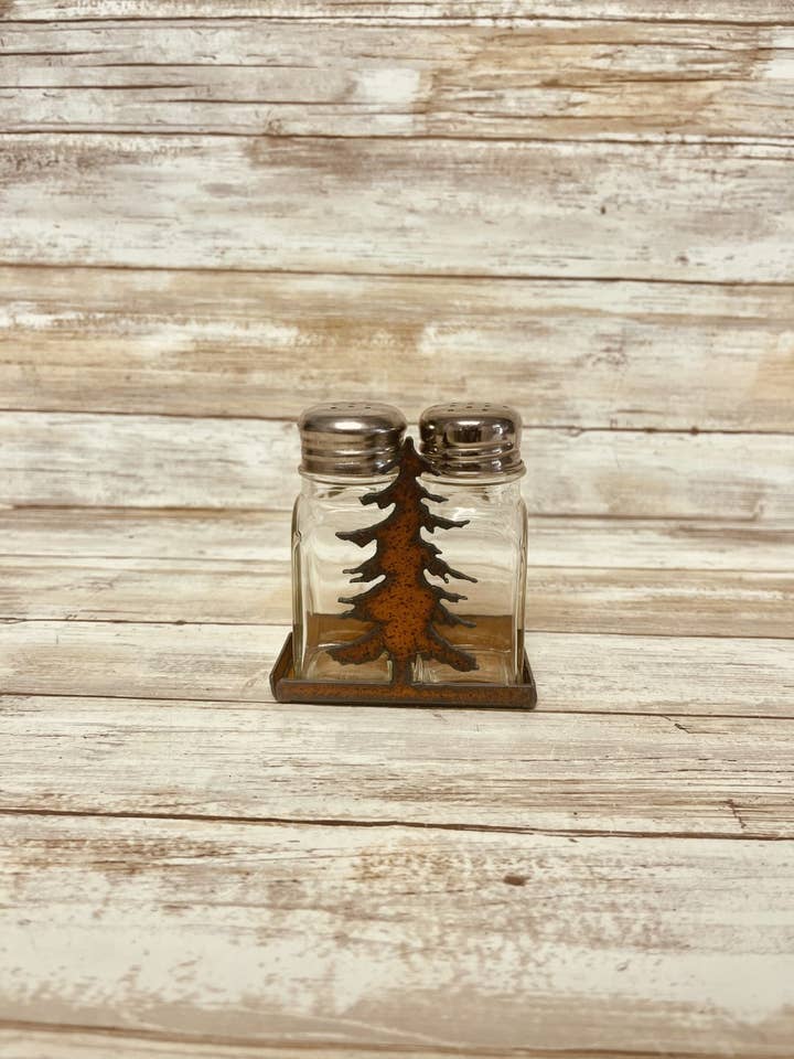 Emporium Pine Tree Salt N Pepper Lodge Holder for wholesale by Universal Ironworks USA
