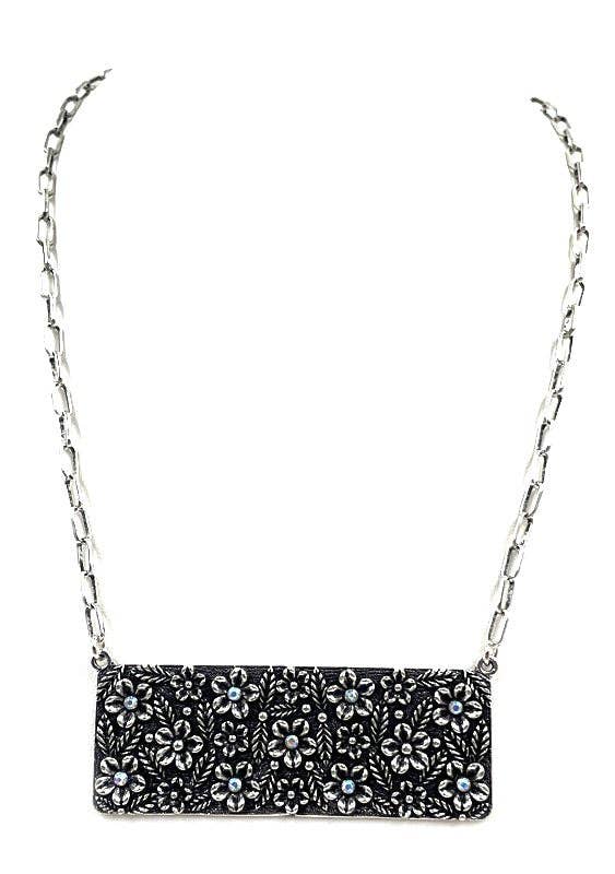 Snowing West - Wholesale Pendant/Charm Necklace - Western Flower Stone Metal Plate Necklace1