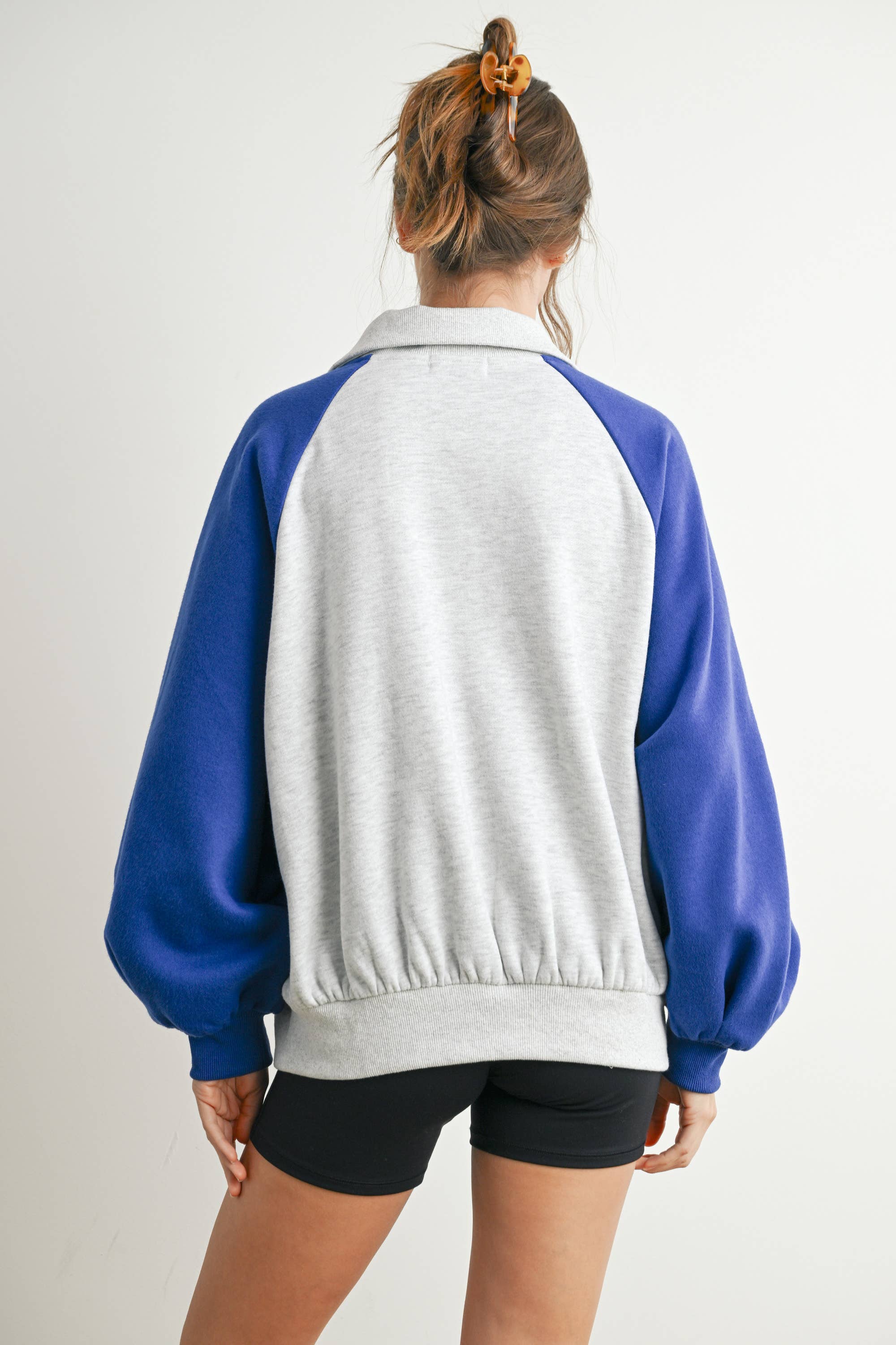 BUTTERMELON - Wholesale Sweatshirt - Women's - Color Block Classic Polo Sweatshirt - BMT758825