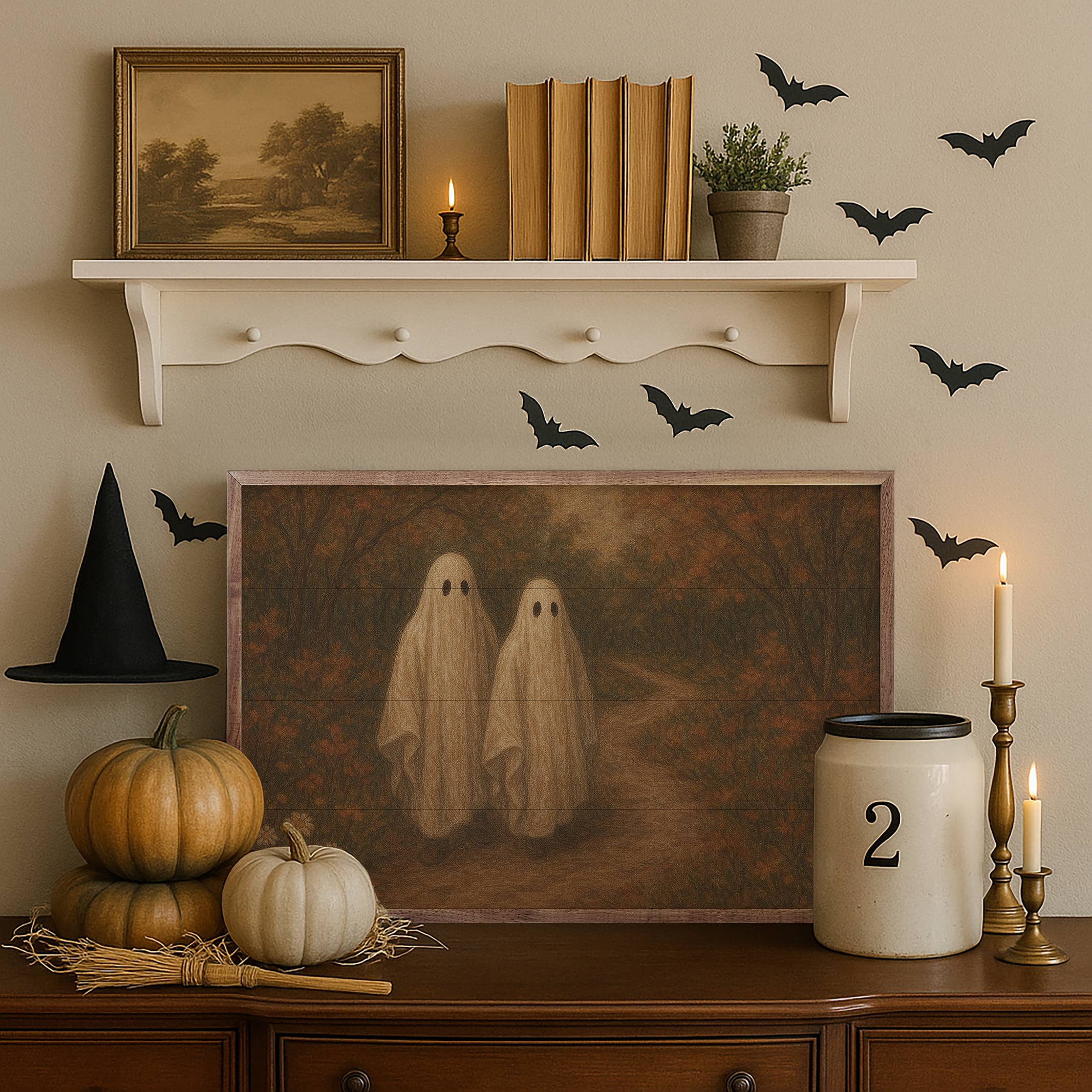 Kendrick Home - Wholesale Wood Wall Art - Vintage Ghost Couple1