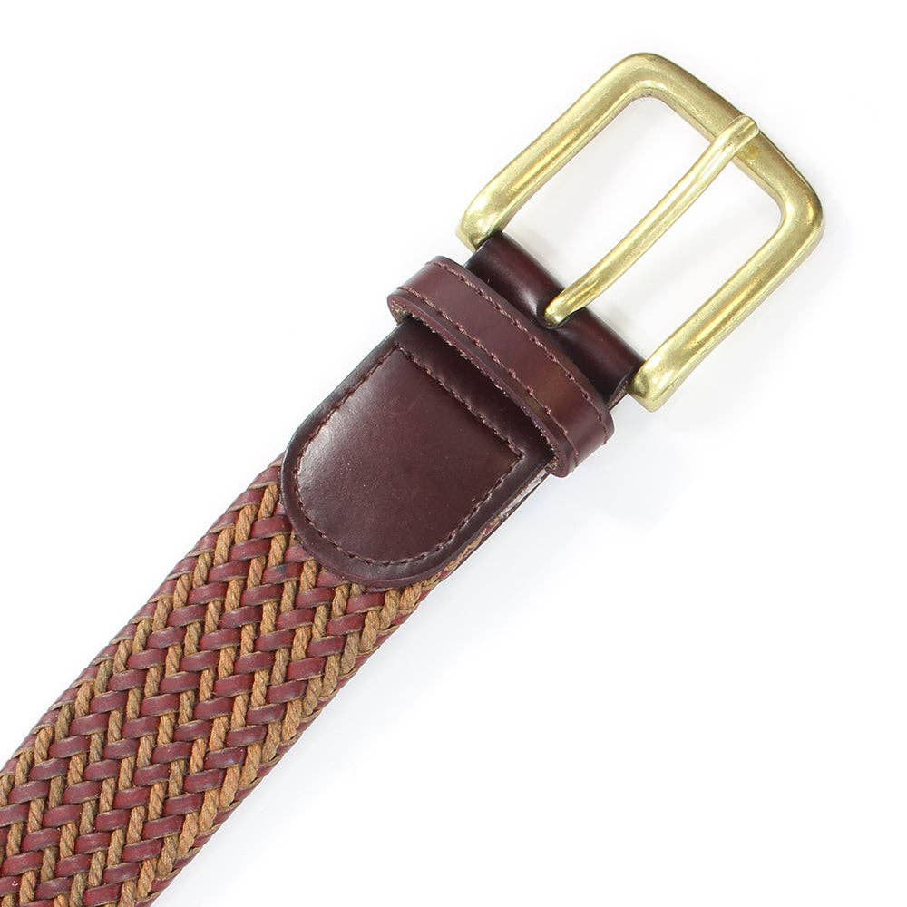 Sophos – wholesale Belt – Men's – 35mm Brown and Tan Leather and Cord Webbing Belt1