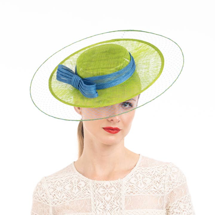 Dual tone sinamay hat bow around the crown fascinator 124026 for wholesale by KaKyCo