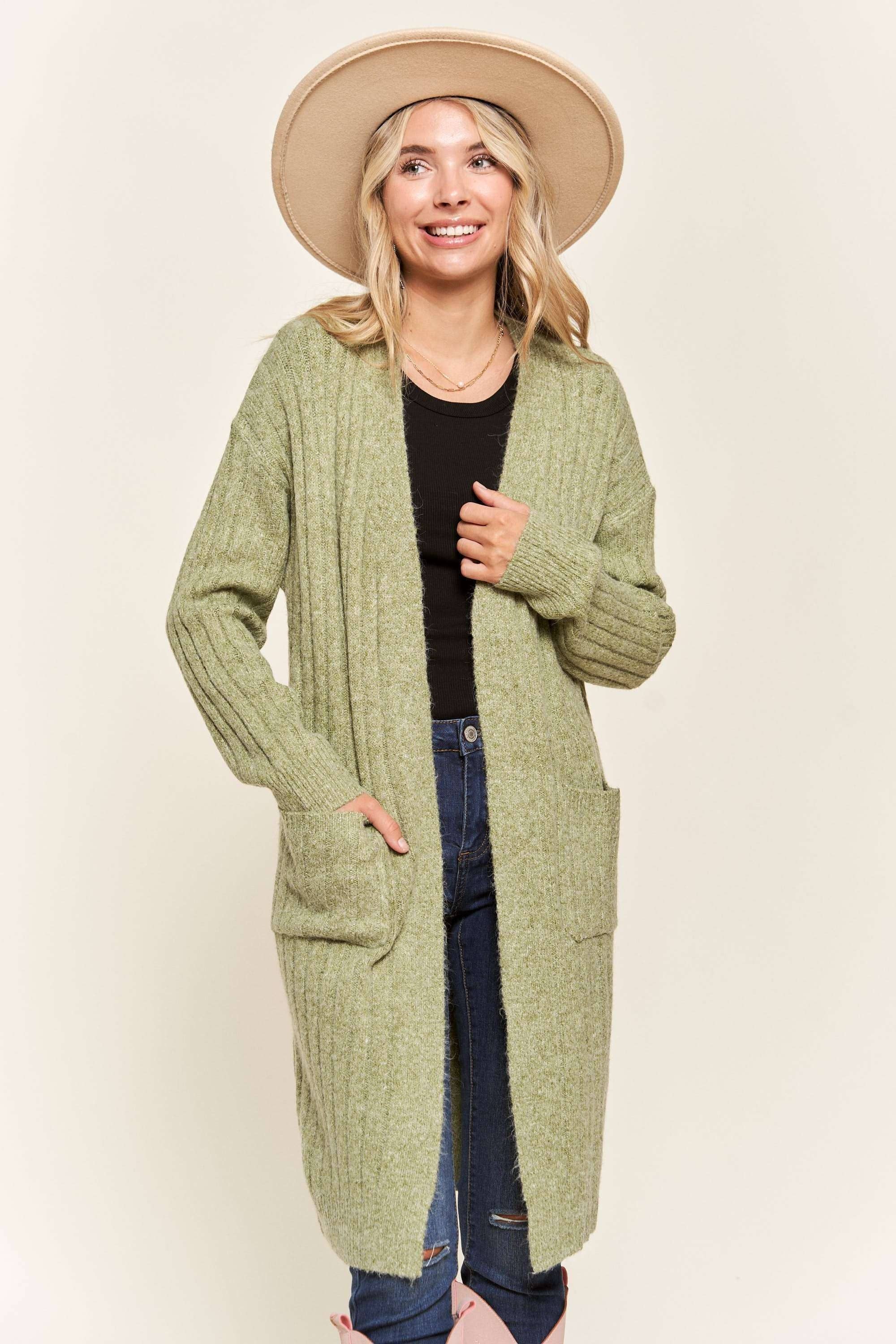 Madelyn - Wholesale Cardigan - Women's - LESW2616-CABLE KNIT OPEN CARDIGAN1