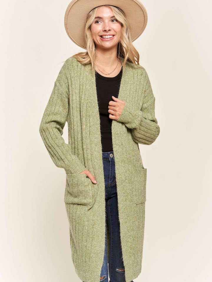 Madelyn - Wholesale Cardigan - Women's - LESW2616-CABLE KNIT OPEN CARDIGAN1