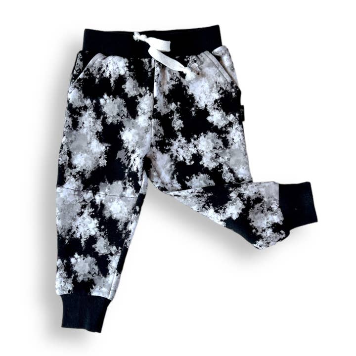 millie + roo LLC - Wholesale Lounge Sweatpants/Joggers - Kids - JOGGERS- Black Tie Dye Bamboo French Terry2