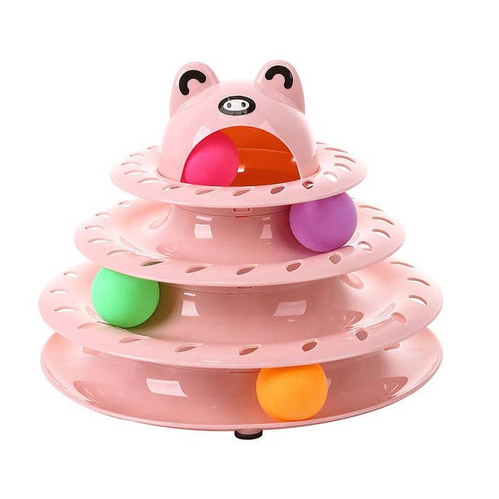 PAWPAWwholesale - Wholesale Pet Toy - Cat - Frog Head 4-Layer Interactive Cat Toy Turntable_CWMM5185