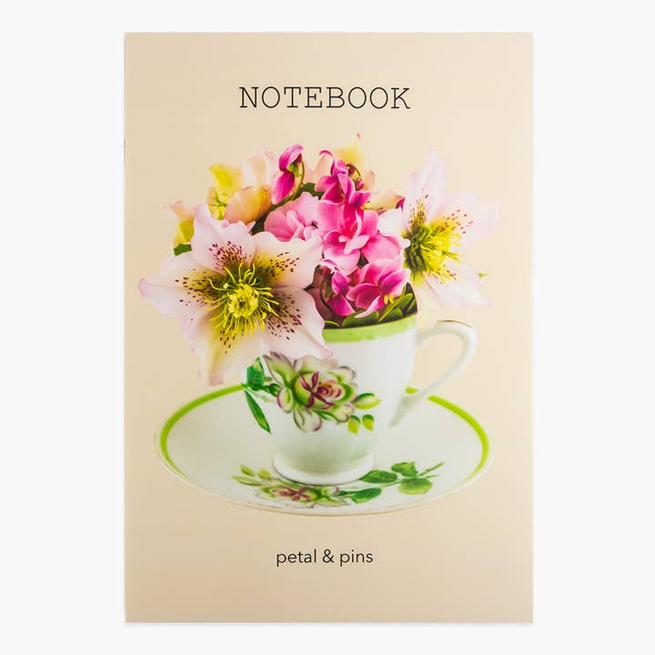 petal & pins – Caderno por atacado – Caderno Vintage Teacup Floral - latte