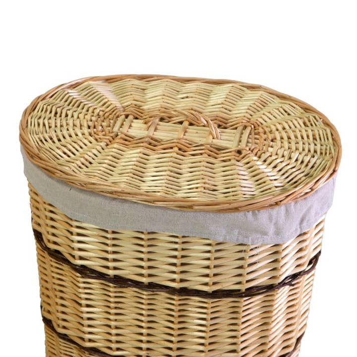 Wicker Basket with Liner 1-2 Natural Oval CM50x36h56 for wholesale by Vacchetti