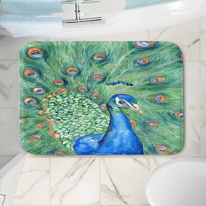 Peacock Bath Mat for wholesale by Brazen Design Studio
