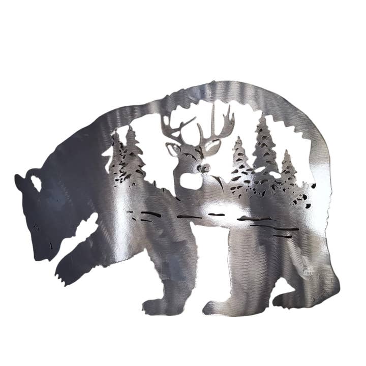 Bear and Stag Metal Wall Art, Silver for wholesale by Peterson Houseware & Artwares US