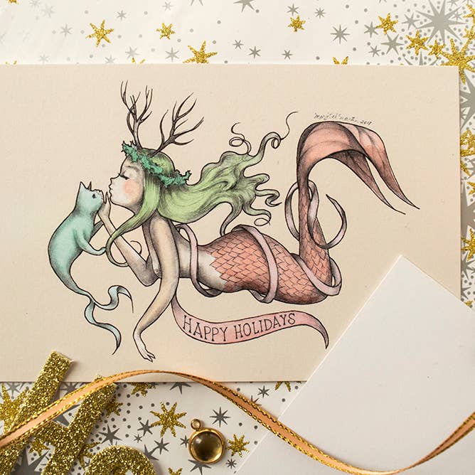 Mermaid Holiday - postcard - 4 x 6" for wholesale by Marybel Martin