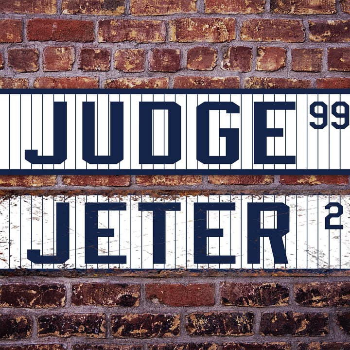 Letrero de metal con todos los jugadores de los Yankees de Nueva York, personalizado, Judge Jeter para venta al por mayor de Game Time Prints